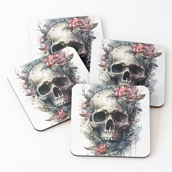 Item preview, Skull with Roses Water Color Painting designed and sold by TheJaMoke.