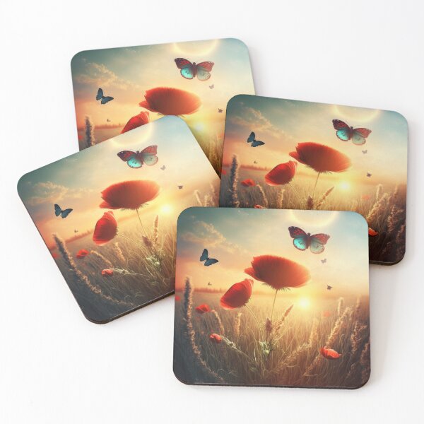Item preview, Flowers, poppies with butterfly designed and sold by GabbyKI261.