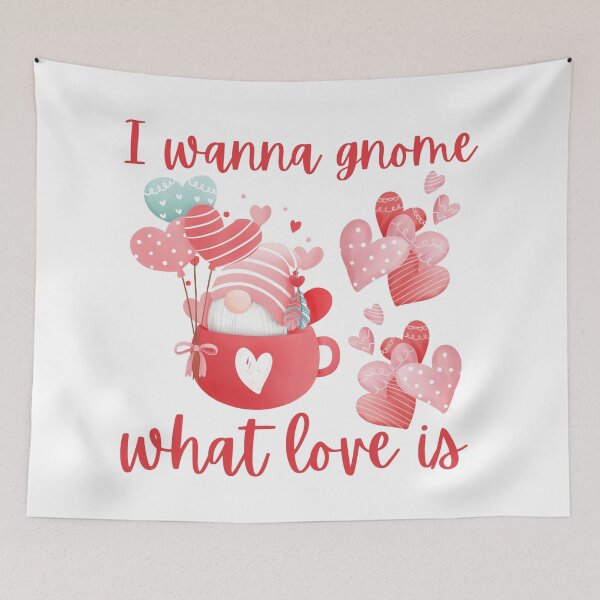 Item preview, I wanna gnome what love is - Valentine's gnome - pink gnome designed and sold by EvergreenWhimsy.