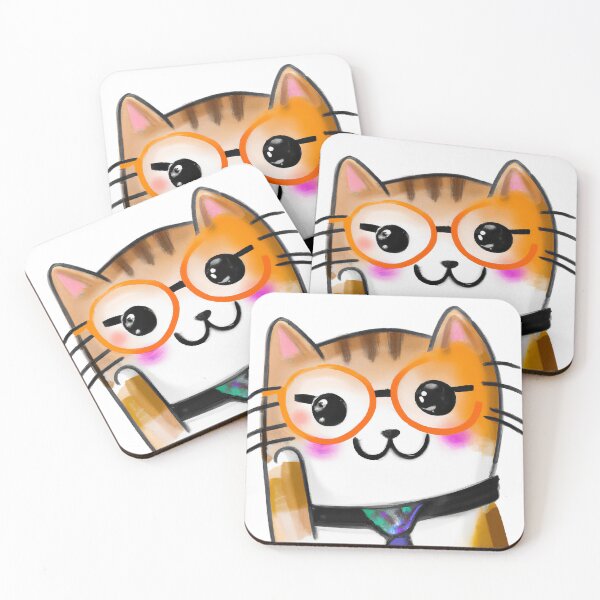 Item preview, cartoon cat with glasses designed and sold by sudistenews.