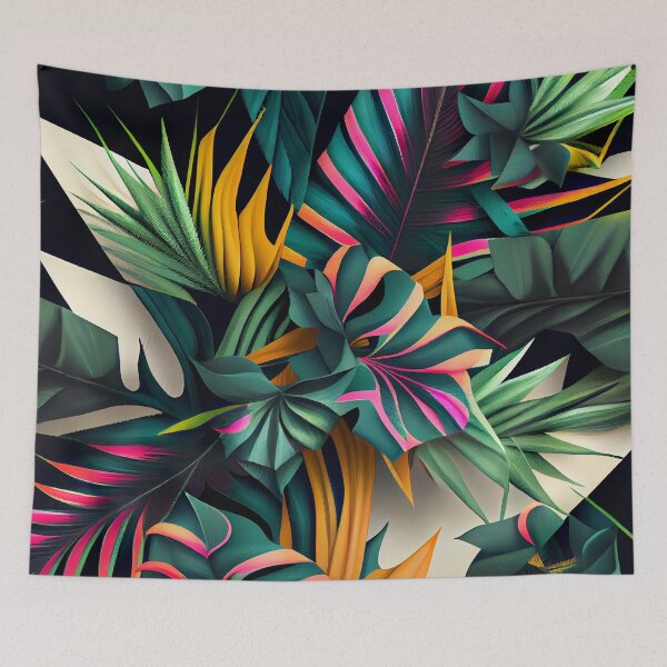 Item preview, Dazzling Angular Tropical Pattern Digital Painting designed and sold by CodeAndColors.