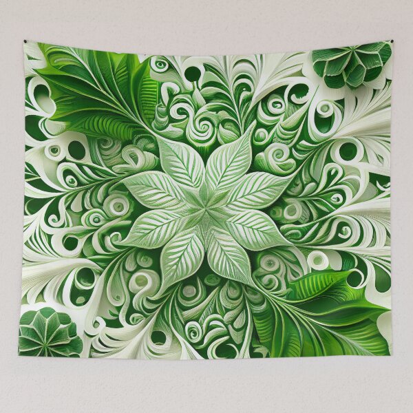 Item preview, Green White Natural Pattern Digital Painting designed and sold by CodeAndColors.