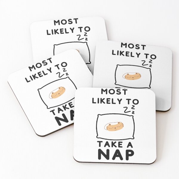 Item preview, Most Likely To Take a Nap. Funny Yellow Cat Lovers Sleeping Pillow designed and sold by uriwe.