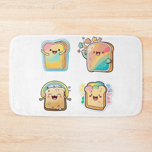 Item preview, Cute happy colorfull kawaii toast designed and sold by KawaiiFoodArt.