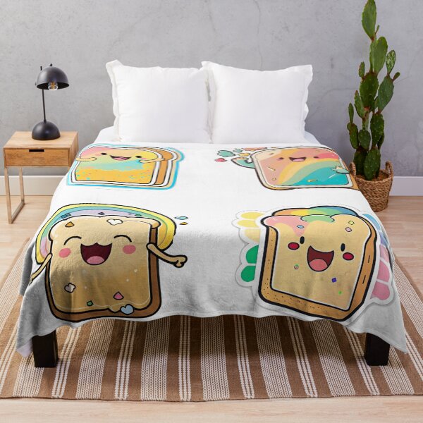 Item preview, Cute happy colorfull kawaii toast designed and sold by KawaiiFoodArt.