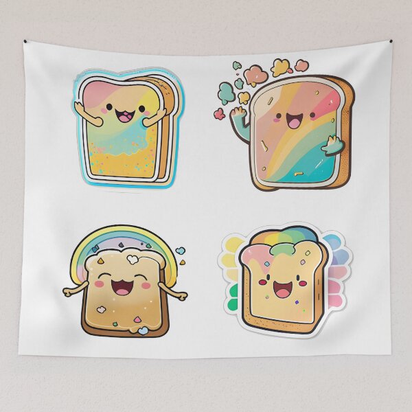 Item preview, Cute happy colorfull kawaii toast designed and sold by KawaiiFoodArt.
