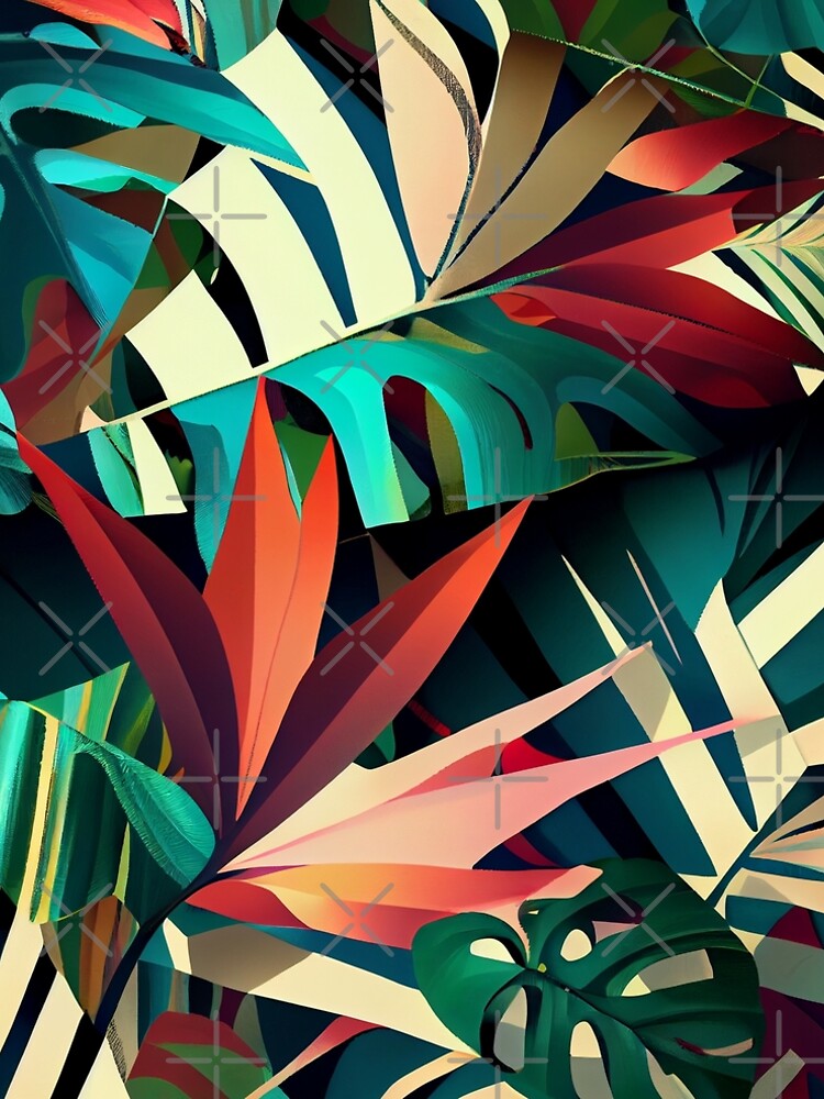 Aperçu 5 sur 5. Robe trapèze avec l'œuvre Dazzling Angular Tropical Pattern Digital Painting créée et vendue par CodeAndColors.