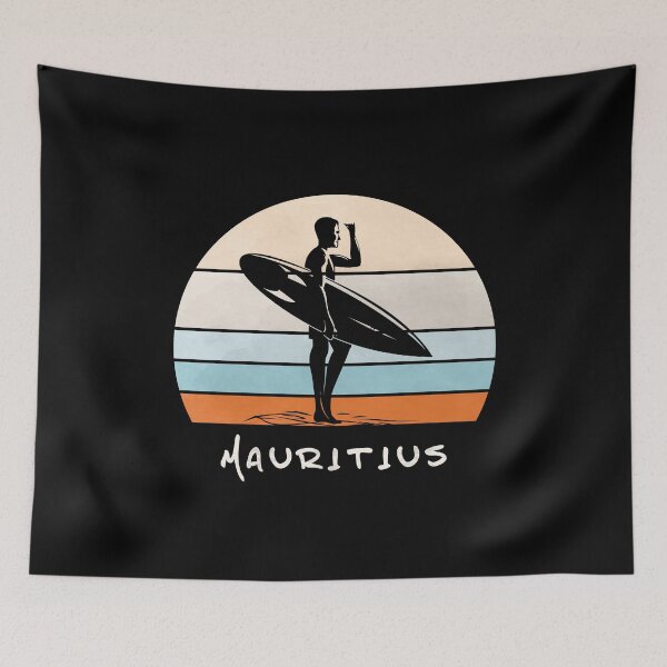 Item preview, Mauritius Summer Surf, Beach Surfing Paradis Vintage Retro Style, MU Surfer designed and sold by AlphaMstudio.