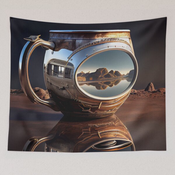 Item preview, Reflections of Time A Mug Silver and a Hovercraft Digital Painting designed and sold by CodeAndColors.