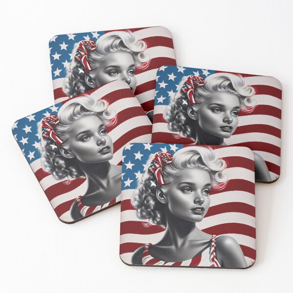 Item preview, Patriotic 1950's Pin-Up, American Gal: Celebrating America in Style, Digital Art designed and sold by Adorn Prints.
