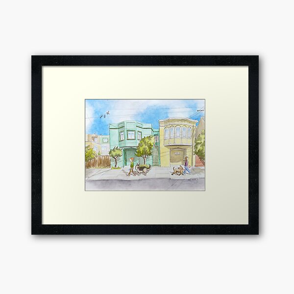 Aperçu de l'œuvre "Chiens sur la rue Anza" créée et vendue par Robin Galante Art .