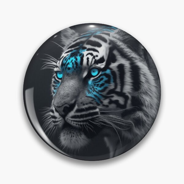 Item preview, gray and neon blue tiger designed and sold by SaleHunt.