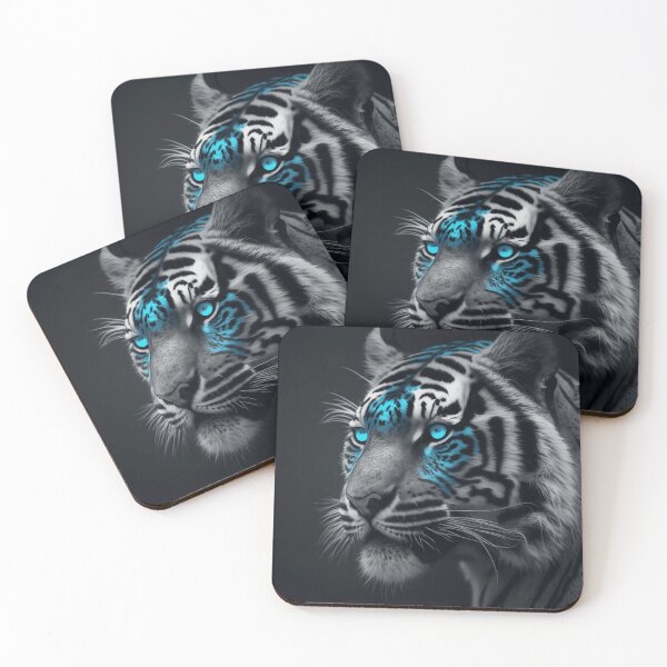 Item preview, gray and neon blue tiger designed and sold by SaleHunt.