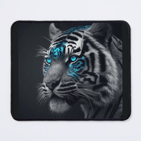 Item preview, gray and neon blue tiger designed and sold by SaleHunt.