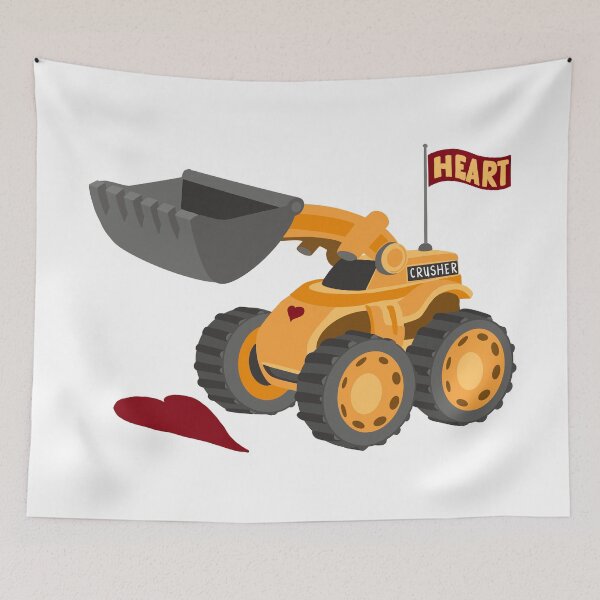 Item preview, Heart Crusher, Funny Kids digger truck | All hand drawn designed and sold by Giovanni-c.