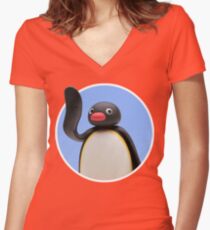 Pingu Women's Fitted V-Neck T-Shirt
