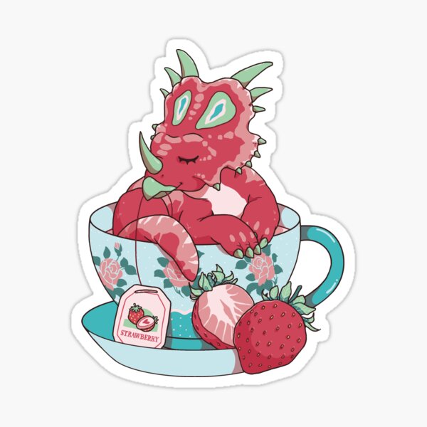 Artikel-Vorschau von Teacup Dinos: Erdbeertee Styraco, designt und verkauft von evekajander.