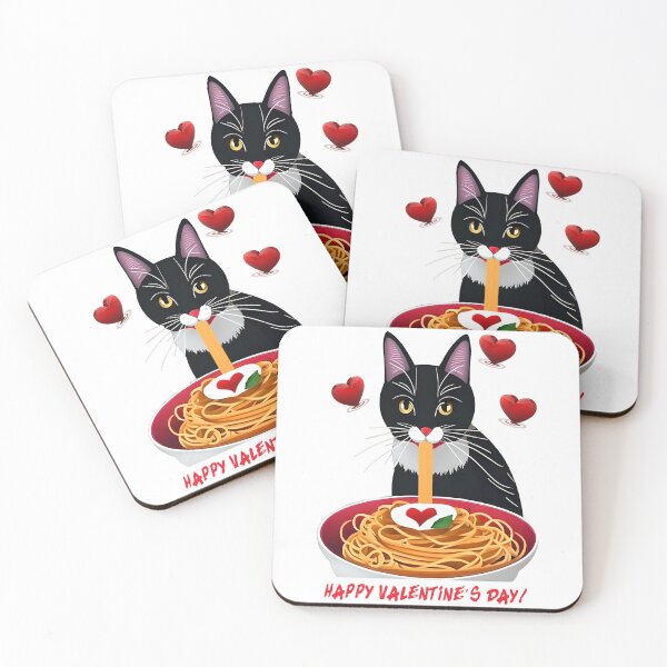 Item preview, Cute Cat Eating Spaghetti: Celebrating Valentine's Day! designed and sold by Mzarql Official Store.