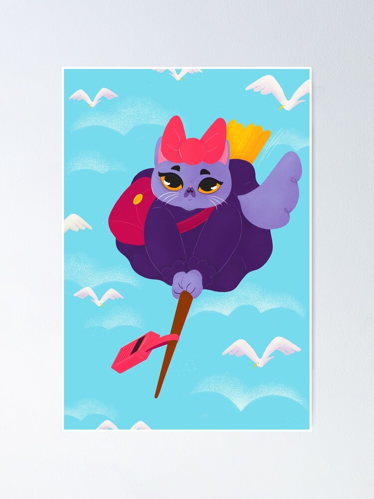 Poster avec l'œuvre « Le chat Kiki, petite sorcière » de l'artiste