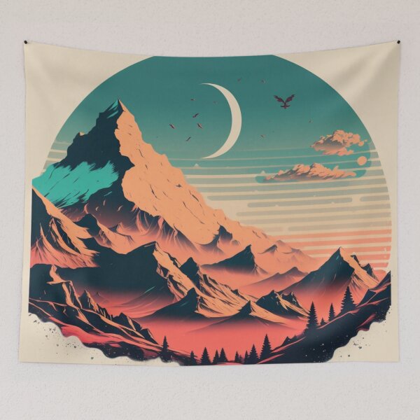 Item preview, Retro Futuristic Mountain Scape designed and sold by AdvancedApe.