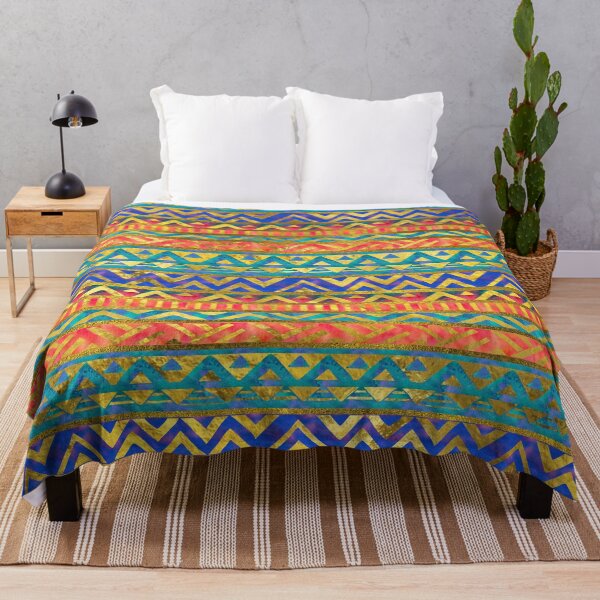 Item preview, Tribal Geometric Watercolor and Gold Pattern designed and sold by k9printart.