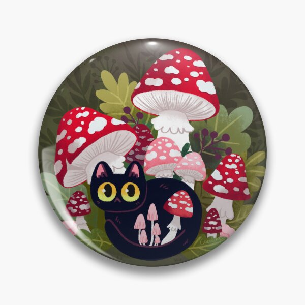 Item preview, Cat with mushrooms (again) designed and sold by hellocloudy.