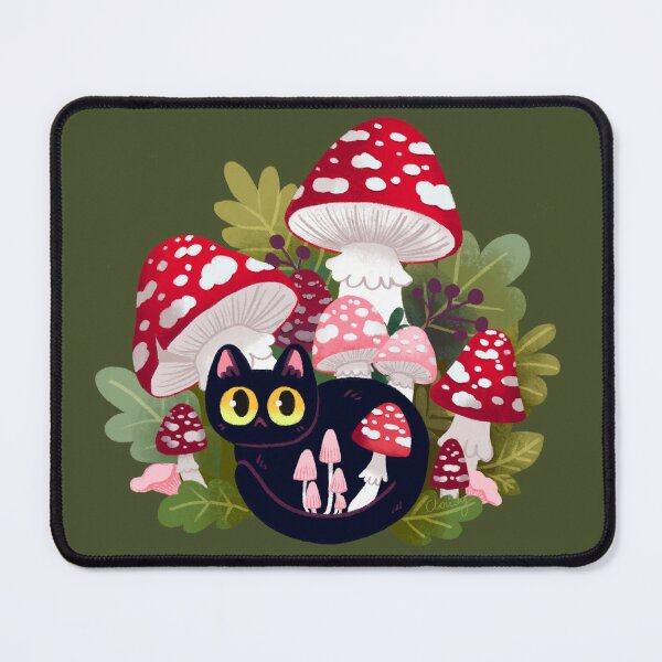 Item preview, Cat with mushrooms (again) designed and sold by hellocloudy.