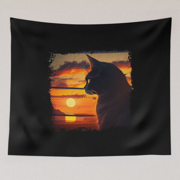 Item preview, Cat watching sunset scene designed and sold by Estevam Marinho.
