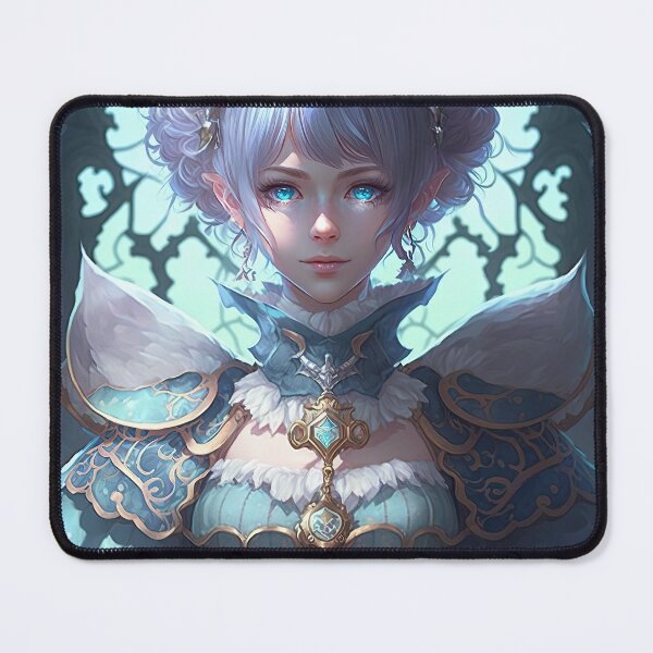 Item preview, A Stunning Fantasy Portrait of a Female Elf Bishop in a Pastel Blue Robe designed and sold by PJGartui.