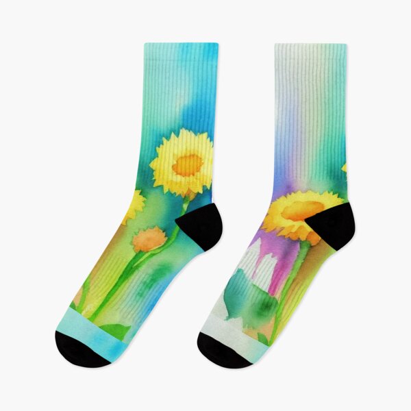 Item preview, Sunflower in Watercolor On a Rainbow Splash Background designed and sold by HanaiPrint.