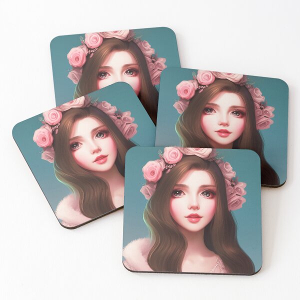 Item preview, Young woman with brown hair and roses designed and sold by Girly-Universe.