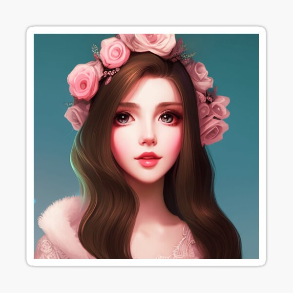 Item preview, Young woman with brown hair and roses designed and sold by Girly-Universe.