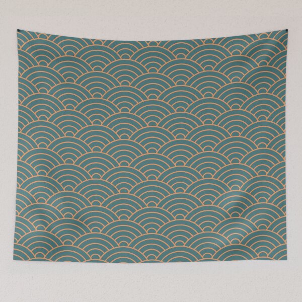 Item preview, Seigaiha waves pattern - teal blue color designed and sold by BattaAnastasia.