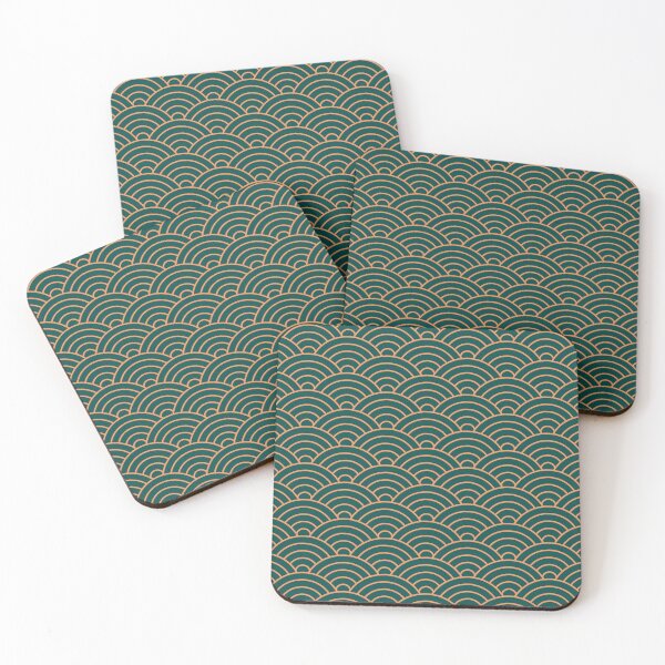 Item preview, Seigaiha waves pattern - teal green color designed and sold by BattaAnastasia.