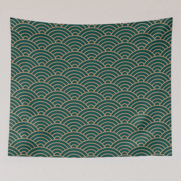 Item preview, Seigaiha waves pattern - teal green color designed and sold by BattaAnastasia.