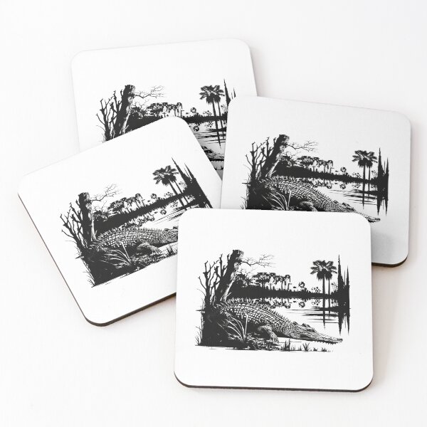 Item preview, Silhouette with alligator - swamp landscape designed and sold by Globuwear.