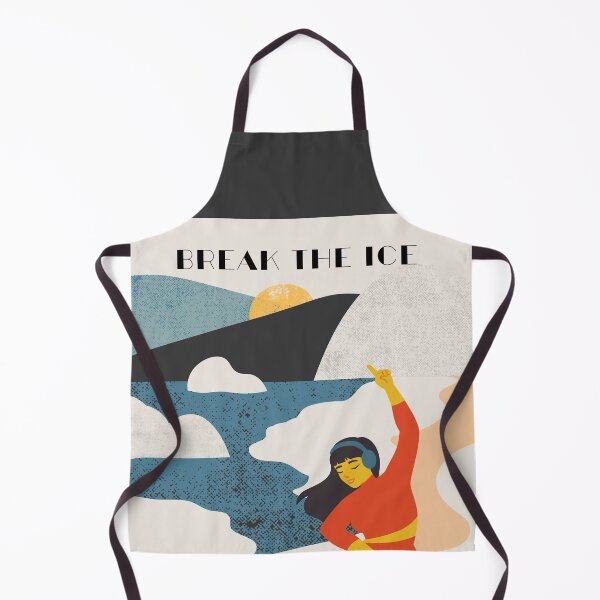 Item preview, Break the ice -  cold water swimming, ice water retro design with a woman in red designed and sold by Wildflow Creations.