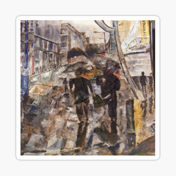 Manchester in the rain Sticker