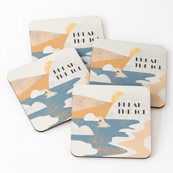 Item preview, Break the ice -  cold water swimming, ice water retro design with a swimmer designed and sold by Wildflow Creations.