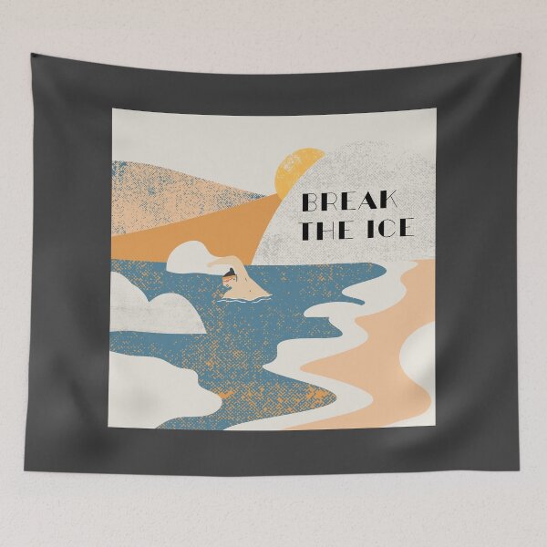 Item preview, Break the ice -  cold water swimming, ice water retro design with a swimmer designed and sold by Wildflow Creations.