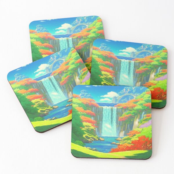 Item preview, beautiful waterfall and sky anime scenery designed and sold by hedoniism-shop.