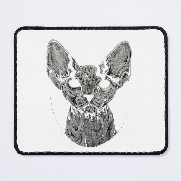 Artikelvorschau, Katze, Sphynx, Katzenzeichnung, Schwarzweiß, Dunkle Kunst, Design entworfen und verkauft von grandsonink.
