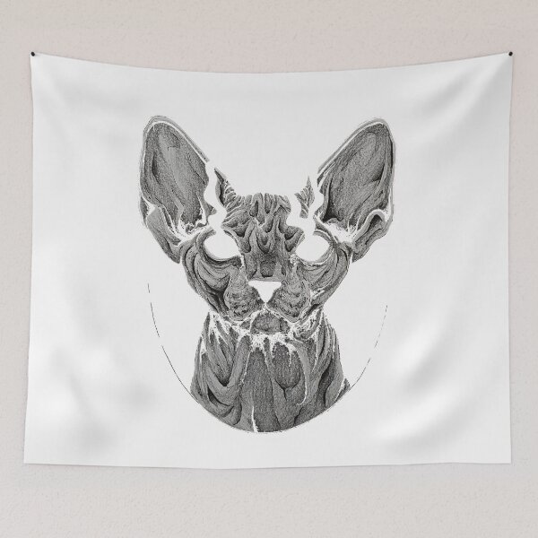 Item preview, Cat, Sphynx, Cat drawing, Black and white, Dark art, Design designed and sold by grandsonink.