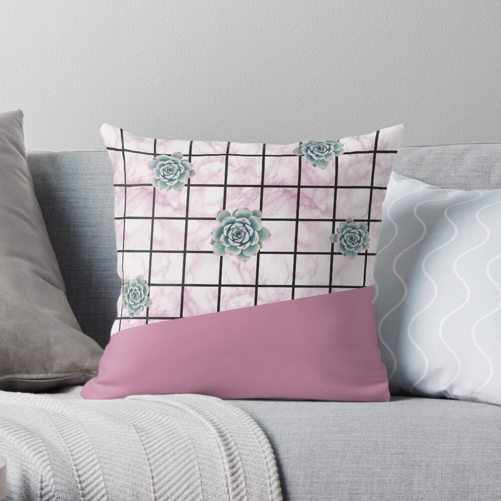Succulents geometric composition - Antique Pink Throw Pillow