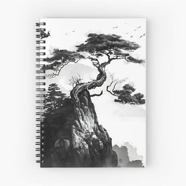 Item preview, Silent Solitude: A Lone Tree on a High Cliff with Birds Fluttering in the Distance designed and sold by Digital-Dreamer.