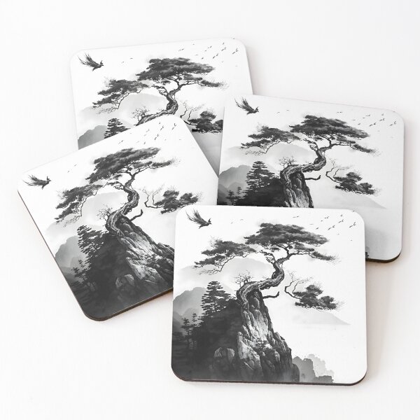 Item preview, Silent Solitude: A Lone Tree on a High Cliff with Birds Fluttering in the Distance designed and sold by Digital-Dreamer.