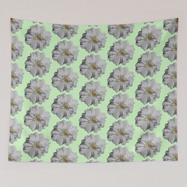 Item preview, White floral pattern - light green pattern designed and sold by DrAgonPhotos.