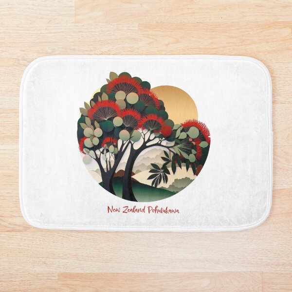 Aperçu de l'œuvre Pohutukawa Bliss : vêtements et articles ménagers avec un superbe imprimé d'arbre de Nouvelle-Zélande créée et vendue par ThePurpleMelon.