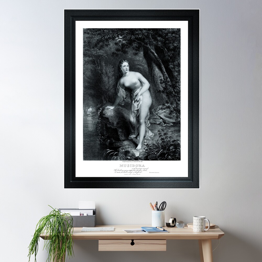 Musidora от Ашера Б.. Дюран Reкрасота в лесулассическое искусство репродукции старых мастеров настенный постер Musidora by Asher B. Durand Remastered Xzendor7 Classical Art Old Masters Reproductions Wall Poster