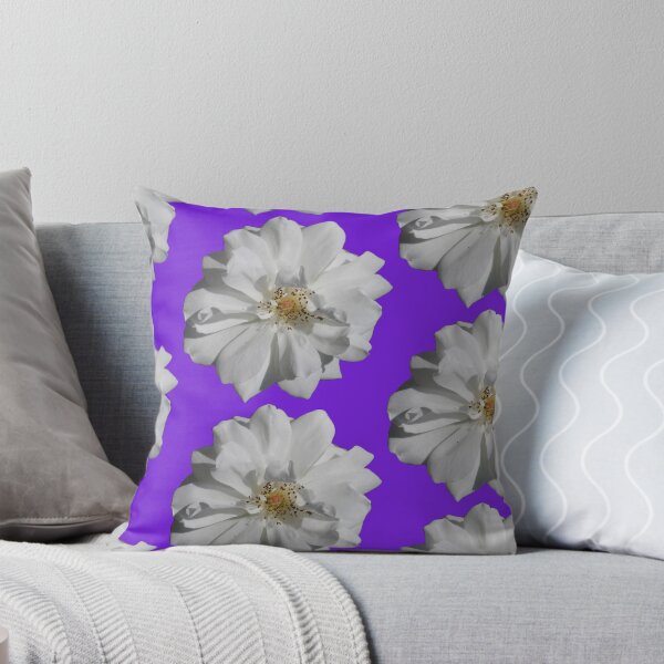 Item preview, White floral pattern - purple background designed and sold by DrAgonPhotos.
